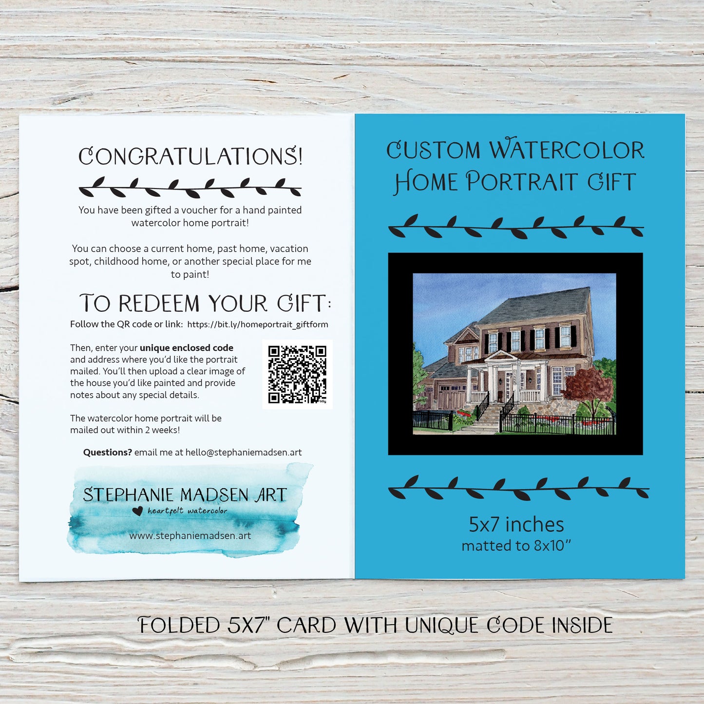 Home Portrait Gift Voucher - Ships Free