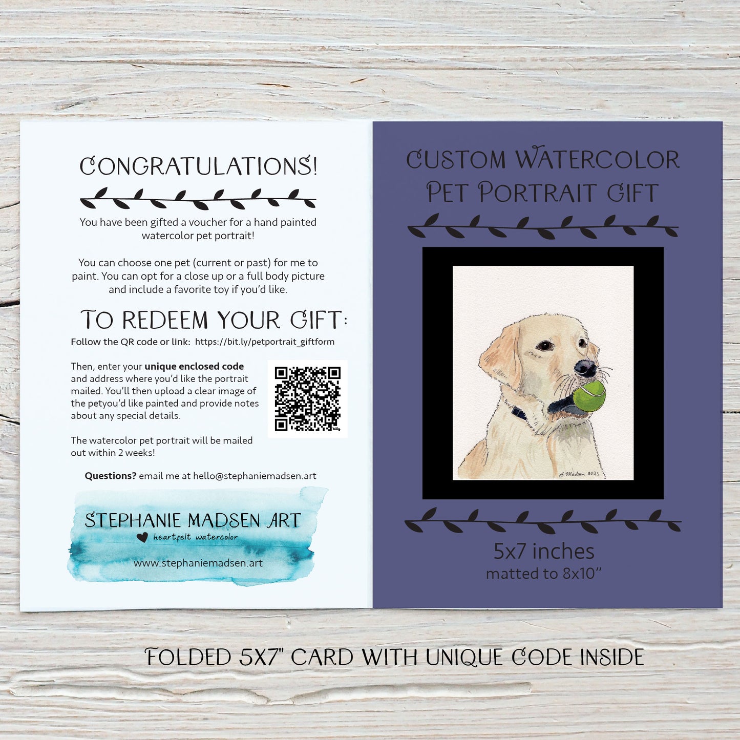 Pet Portrait Gift Voucher - Ships Free