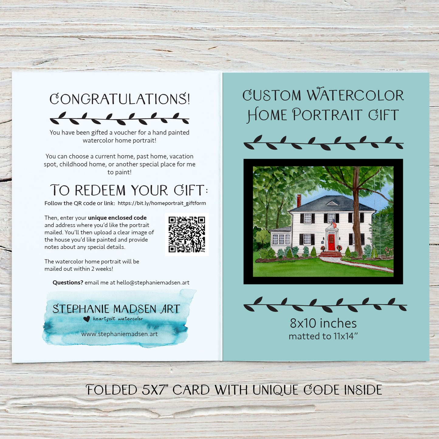 Home Portrait Gift Voucher - Ships Free