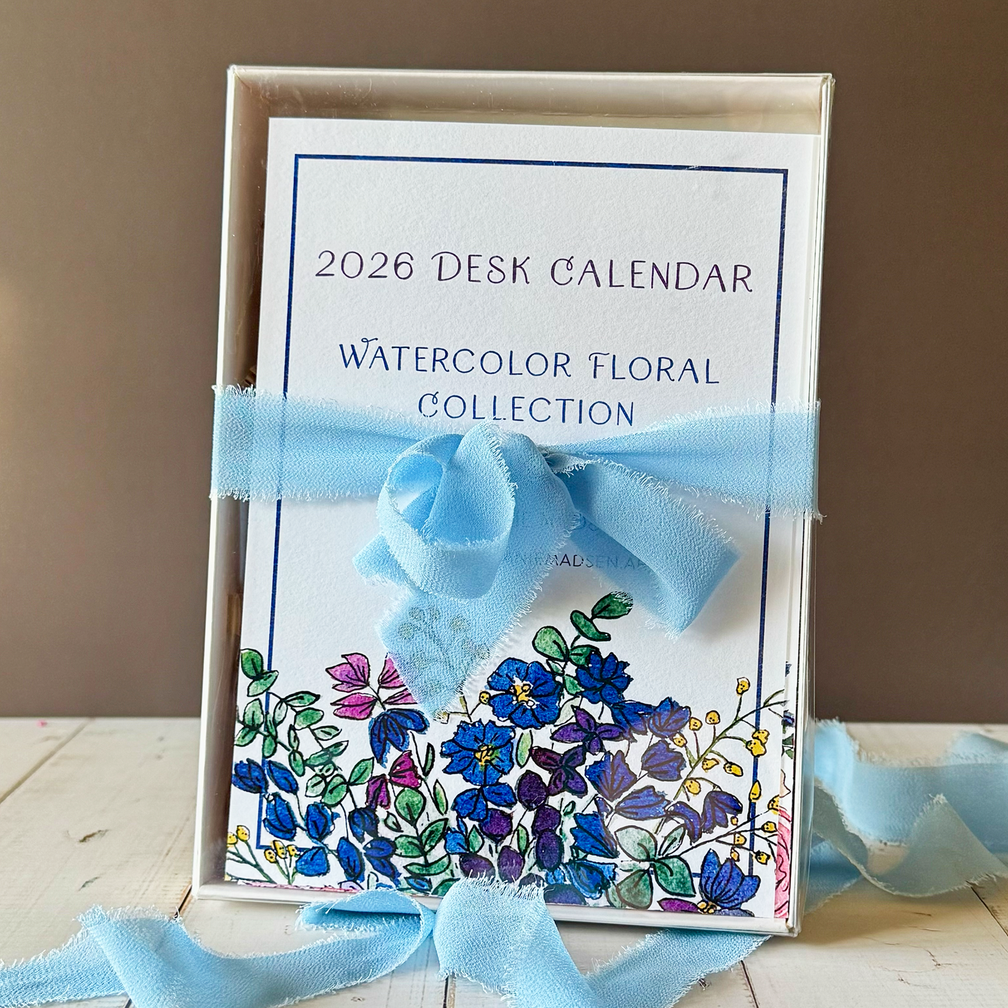 2026 Watercolor Floral Desk Calendar - Optional Easel & Gift Box