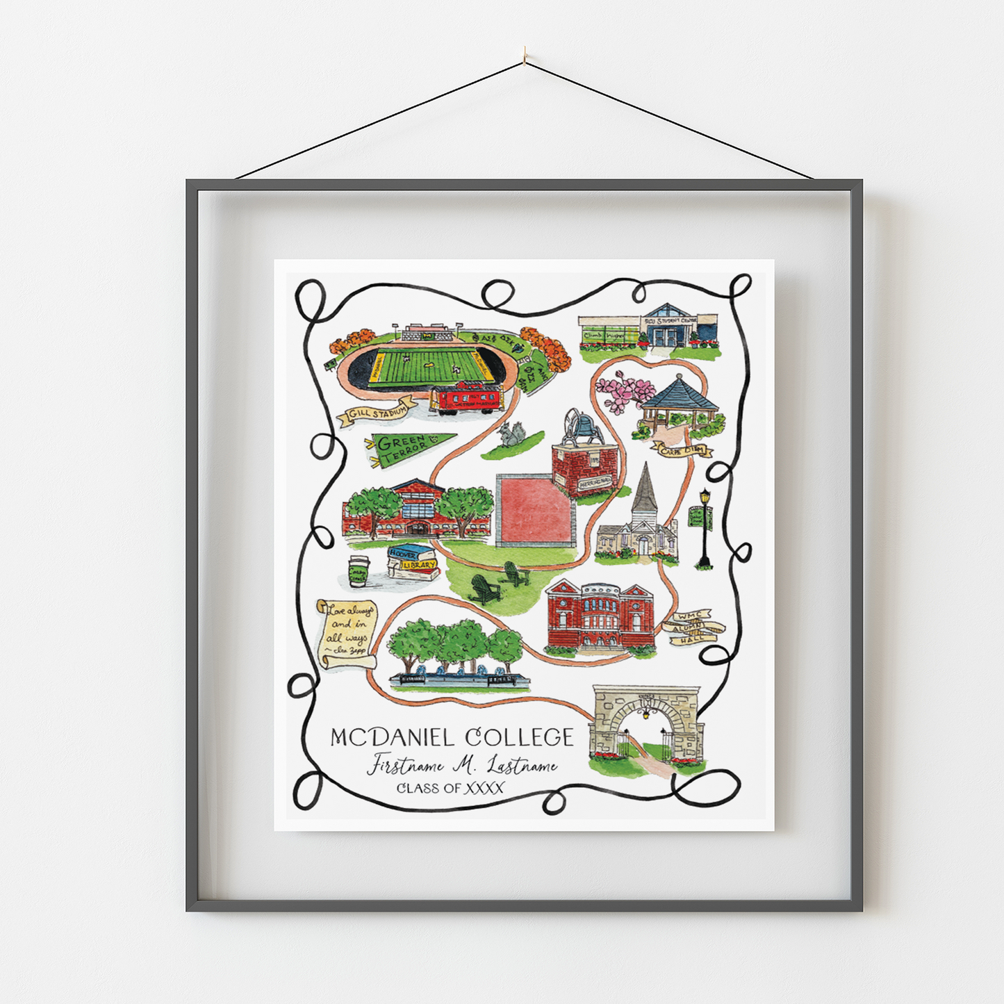 McDaniel College - Illustrated Map - option to personalize