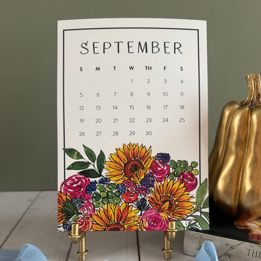 2027 Watercolor Floral Desk Calendar with Gift Box & Optional Easel