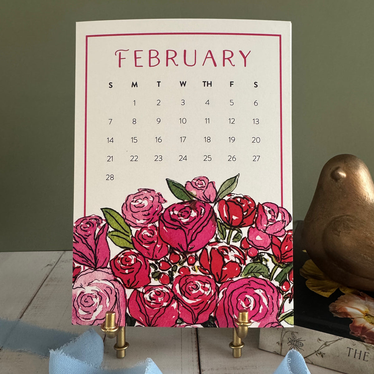 2027 Watercolor Floral Desk Calendar with Gift Box & Optional Easel