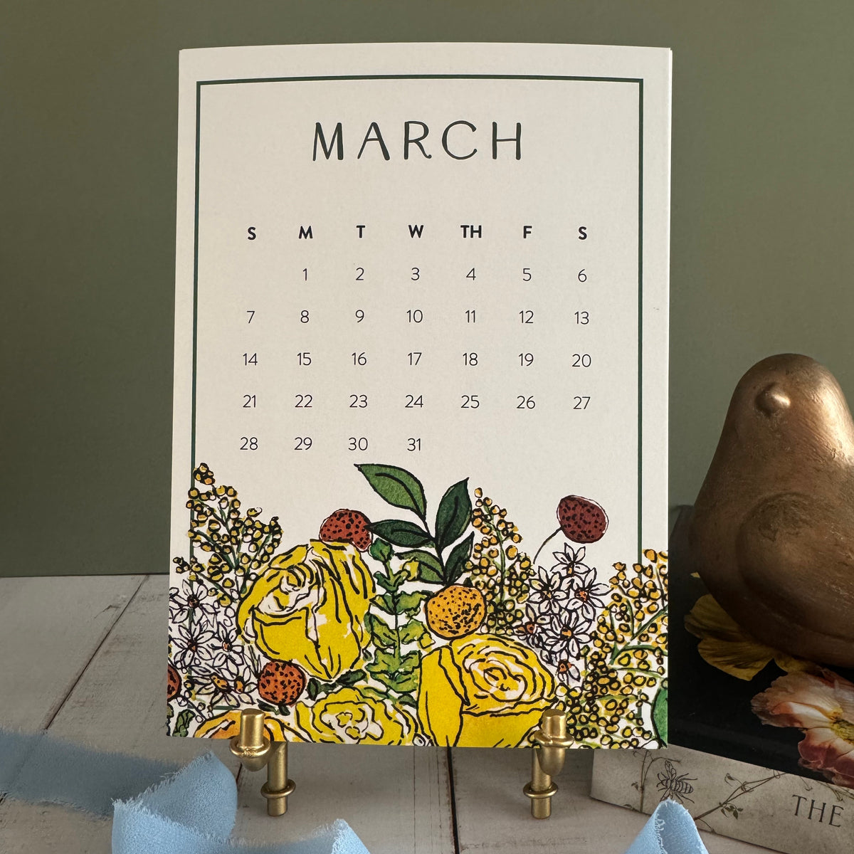 2027 Watercolor Floral Desk Calendar with Gift Box & Optional Easel