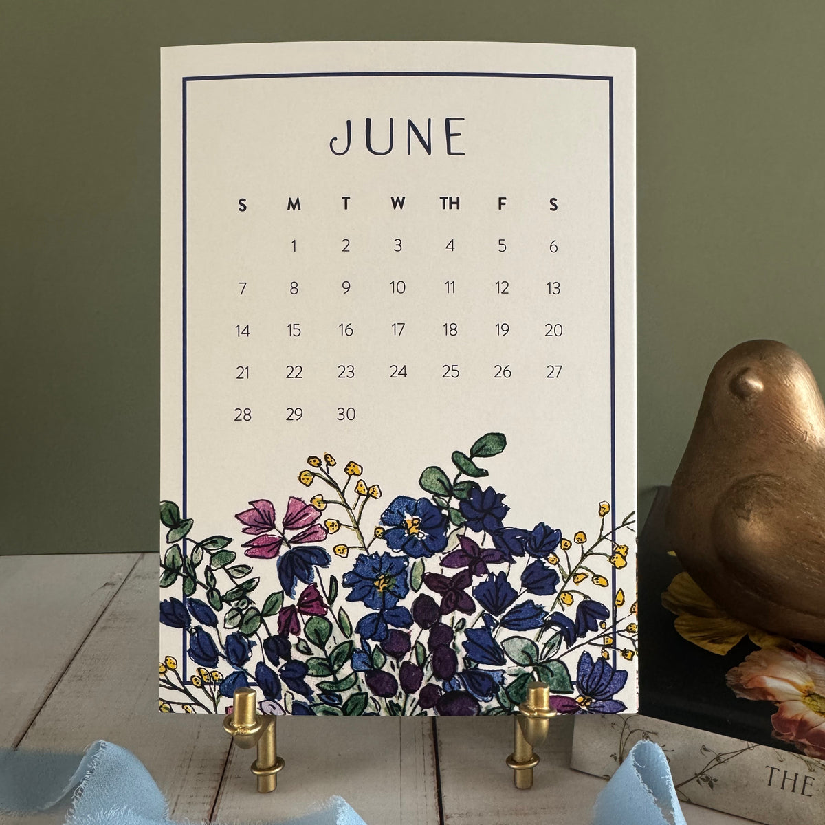 2027 Watercolor Floral Desk Calendar with Gift Box & Optional Easel