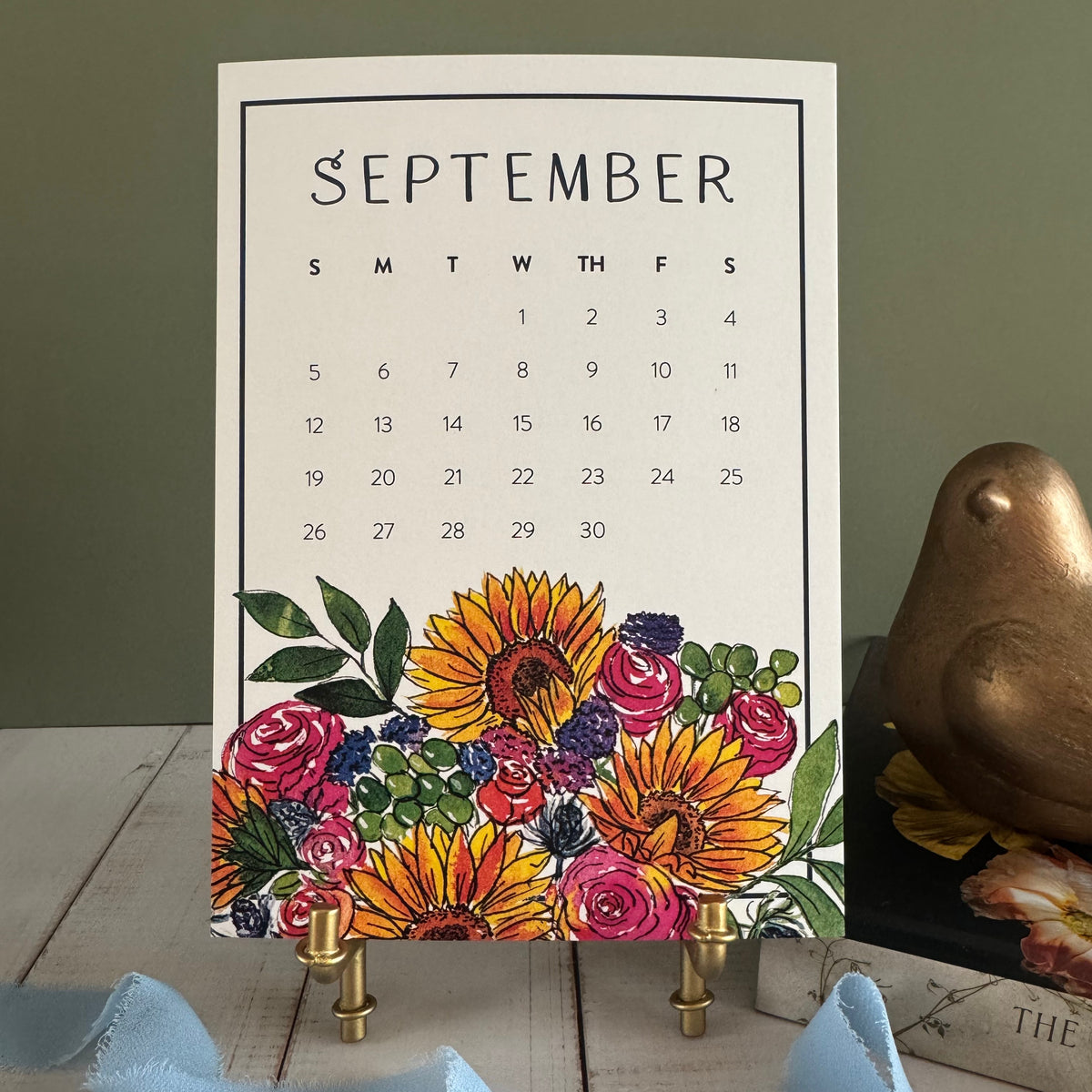 2027 Watercolor Floral Desk Calendar with Gift Box & Optional Easel