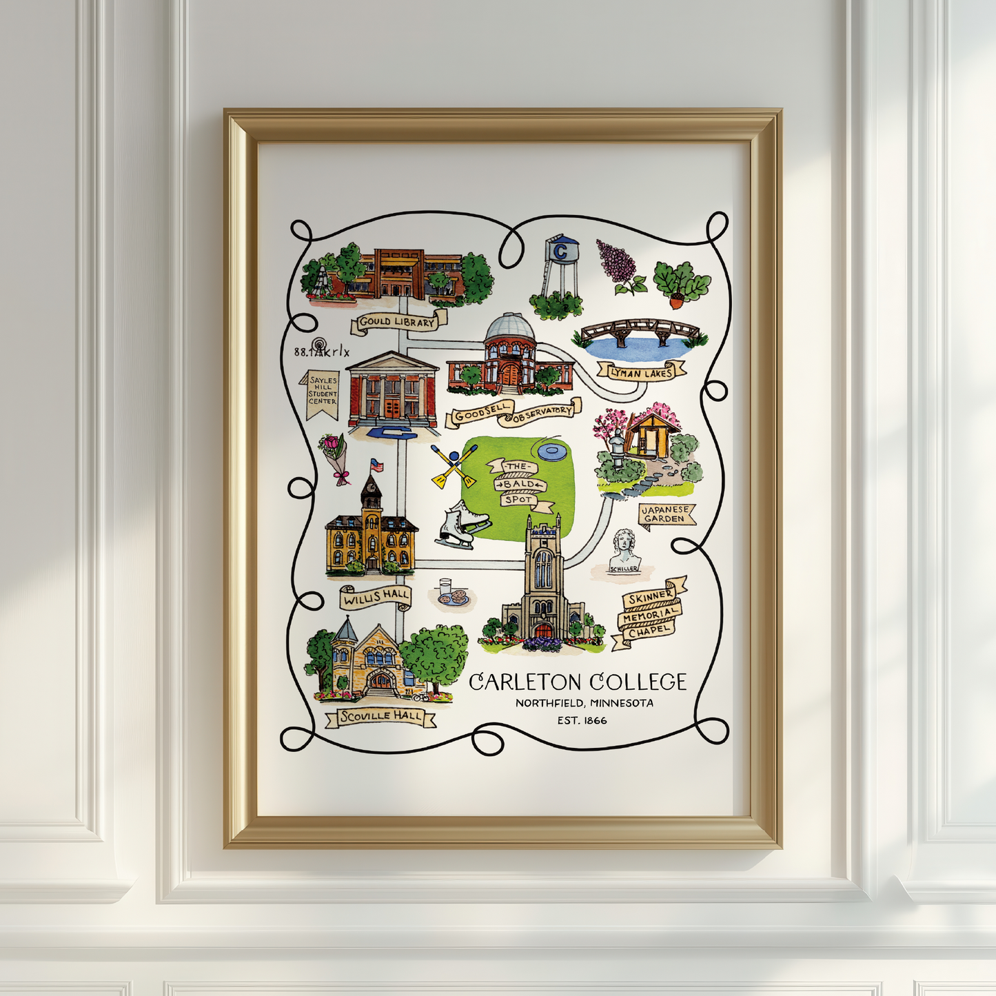 Carleton College - Illustrated Map - option to personalize