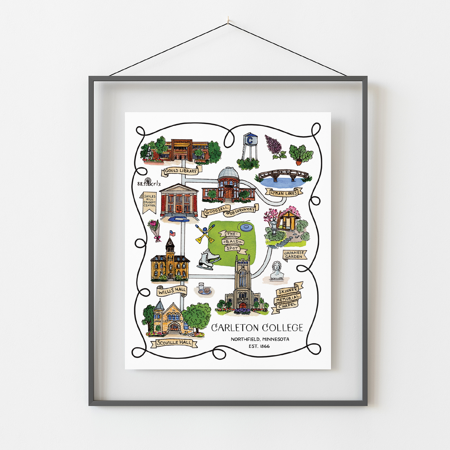 Carleton College - Illustrated Map - option to personalize