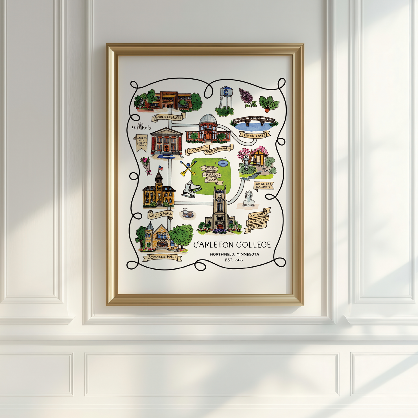 Carleton College - Illustrated Map - option to personalize