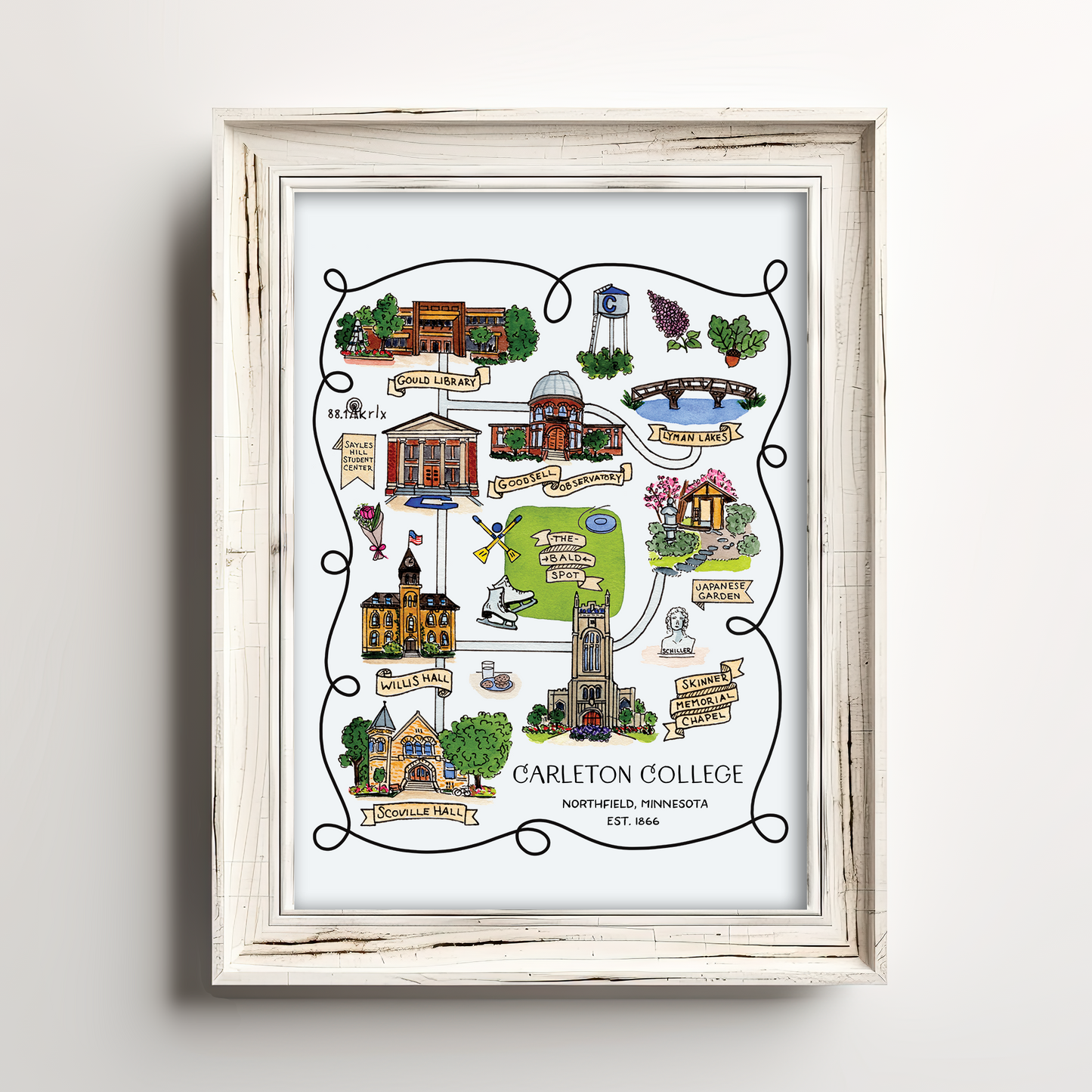 Carleton College - Illustrated Map - option to personalize