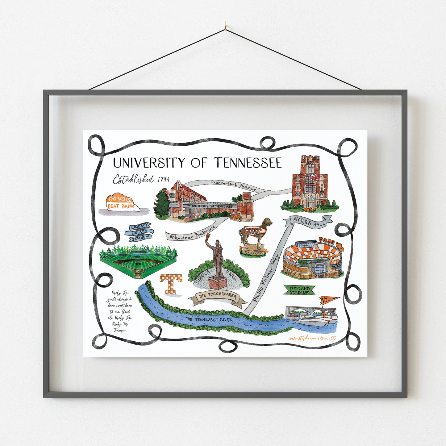 University of Tennessee - Illustrated Map - option to personalize