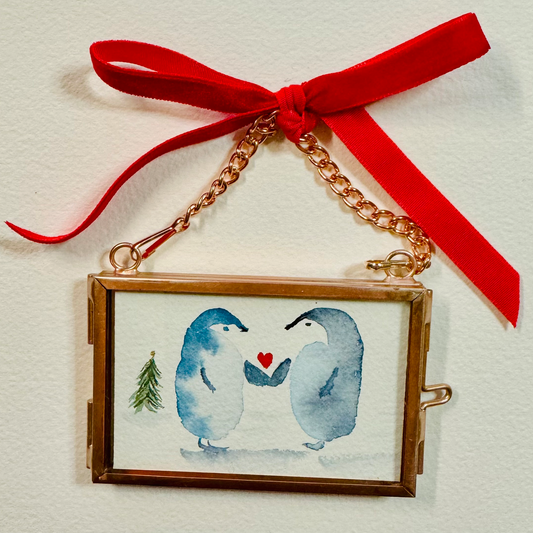 Handmade Heirloom Ornaments - Penguins in Love