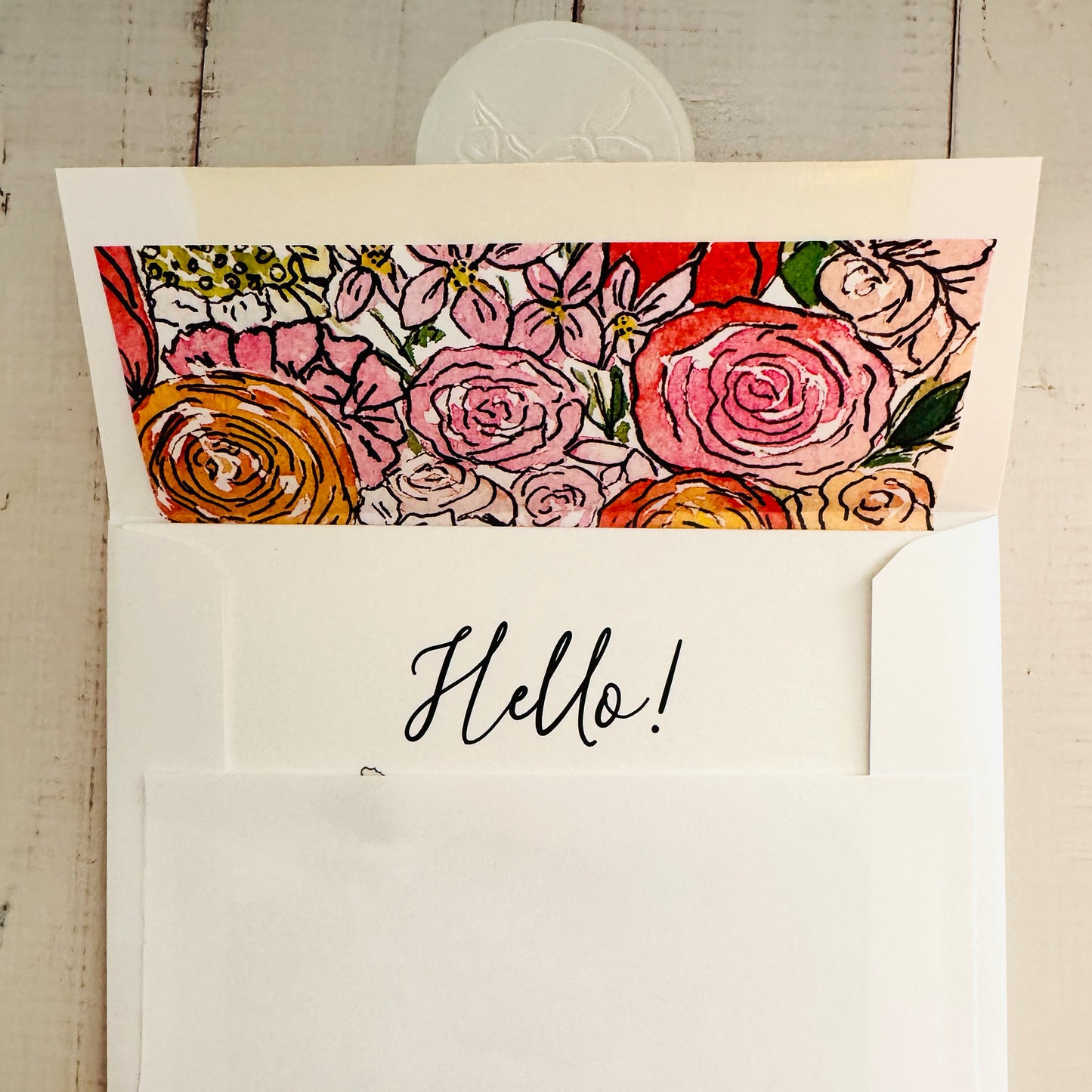 Pink Posy Hello Cards - set of 8