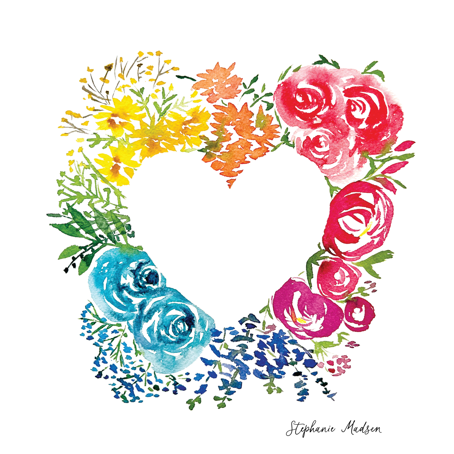 Rainbow Heart Wreath - Art Print