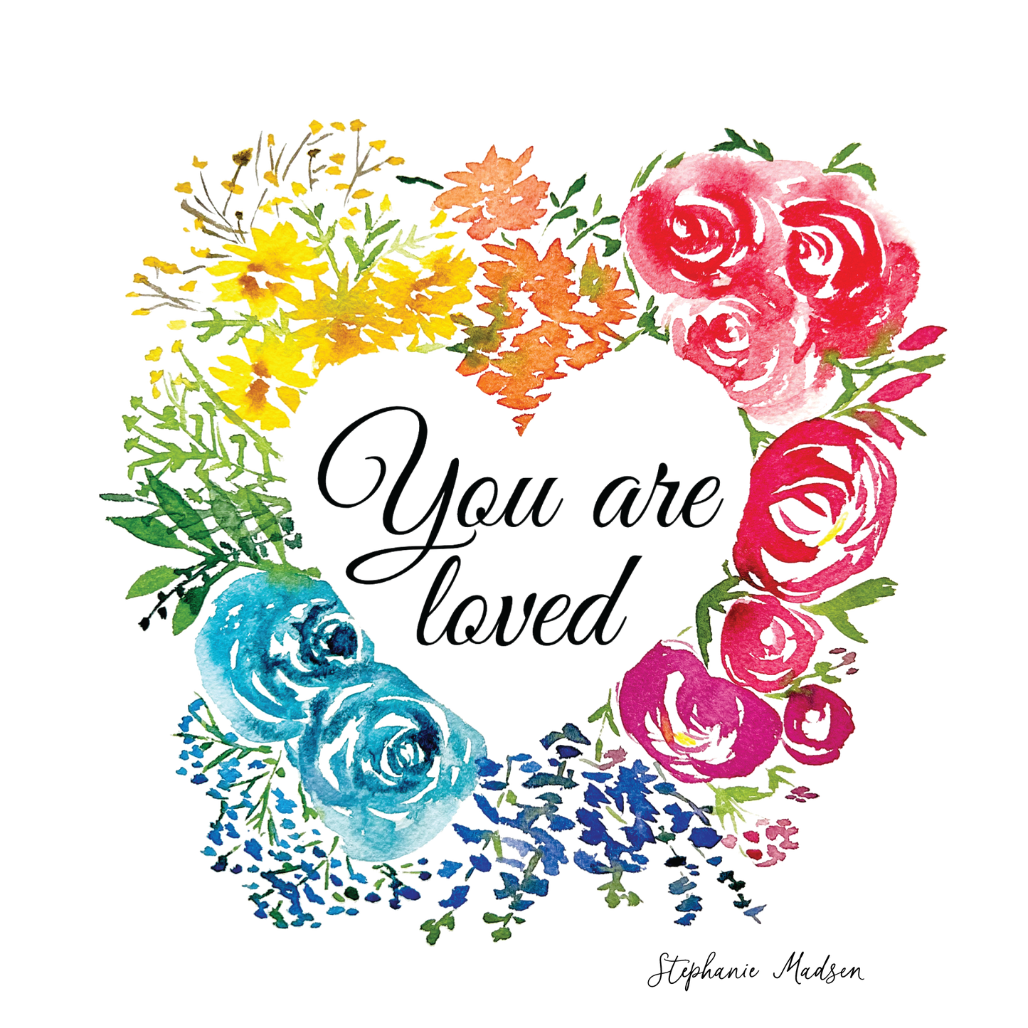 Rainbow Heart Wreath - Art Print