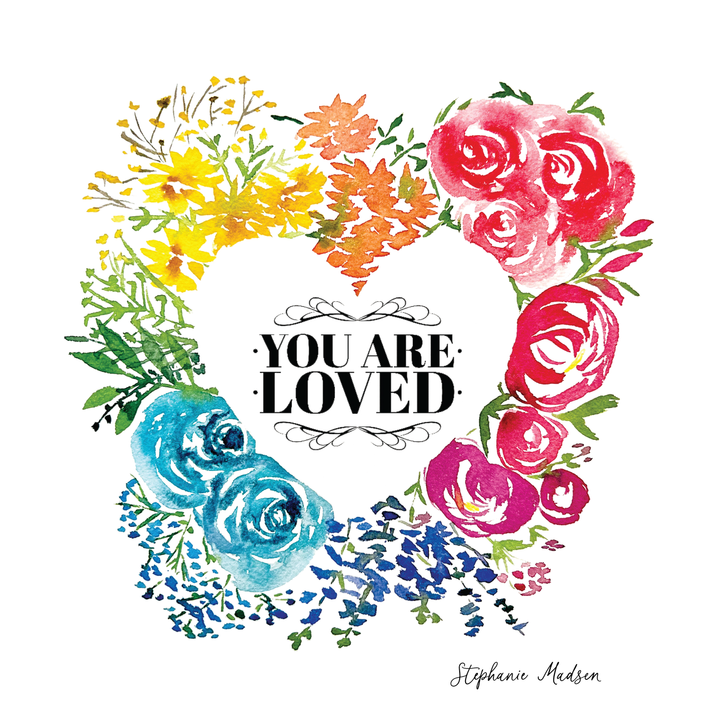 Rainbow Heart Wreath - Art Print