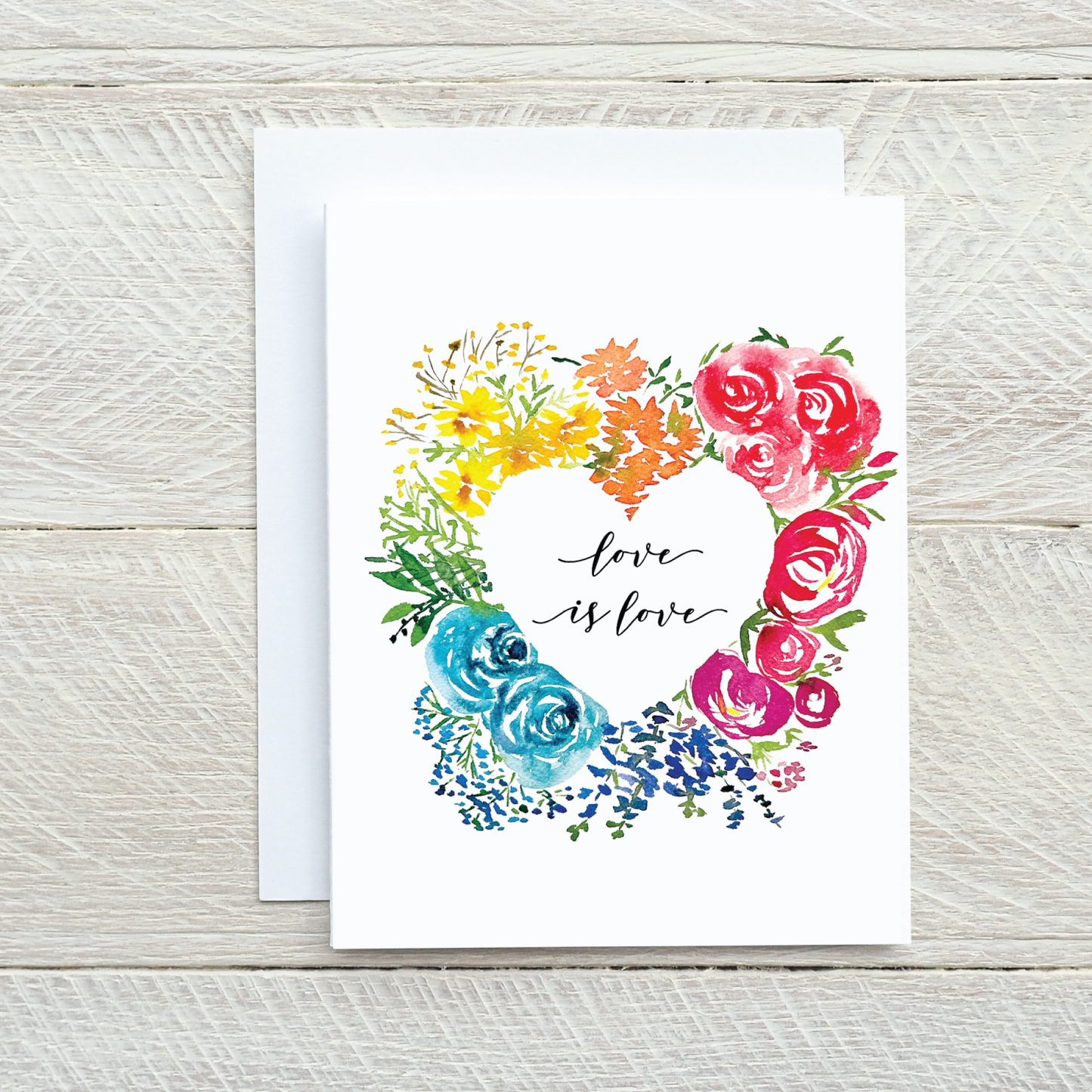 Rainbow Heart Wreath - Note Cards