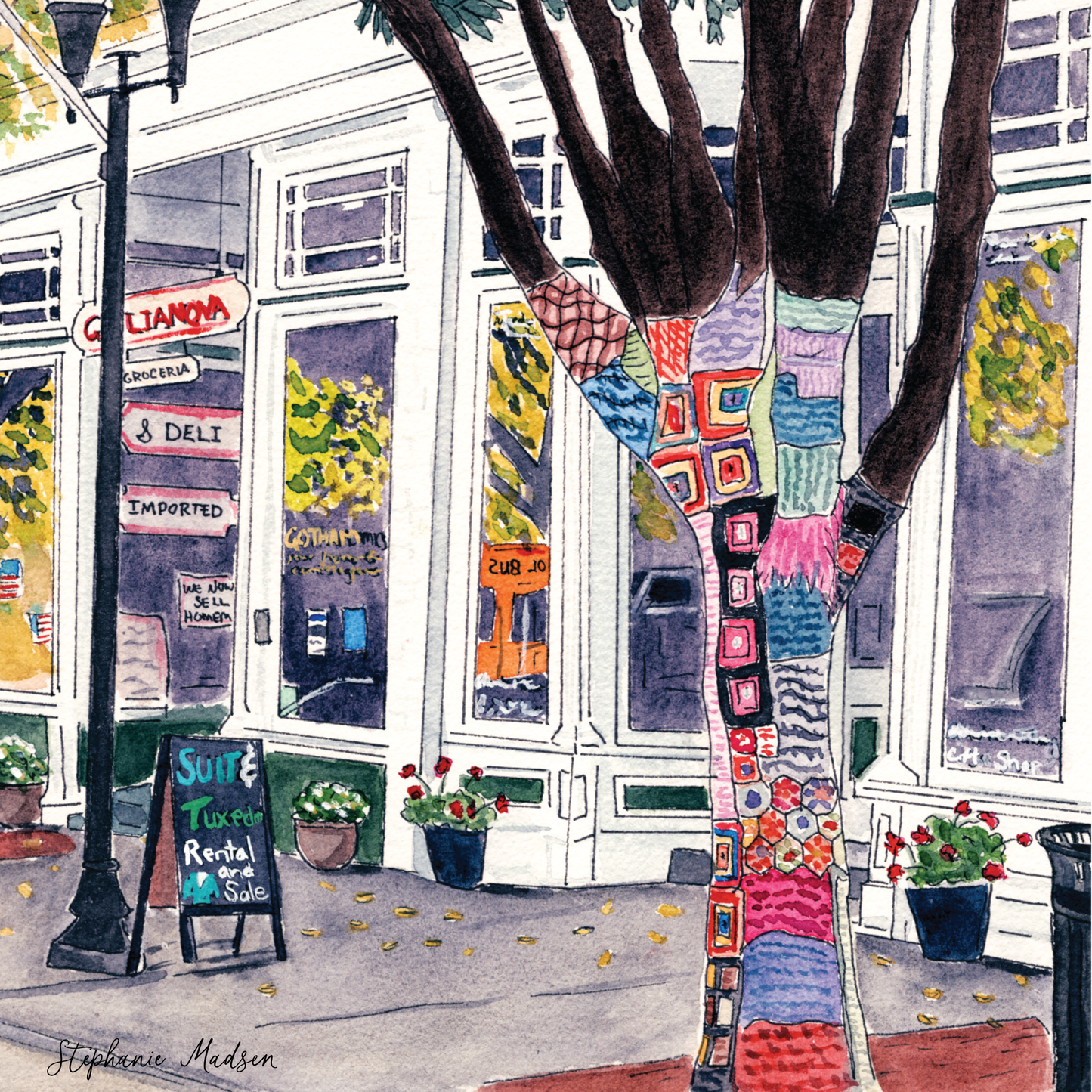 Yarn Bombing on Main Street -  Art Print