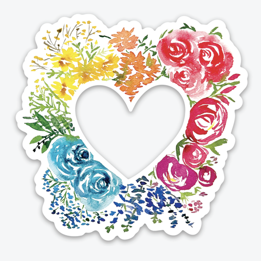 Rainbow Heart Wreath - Stickers and Magnets