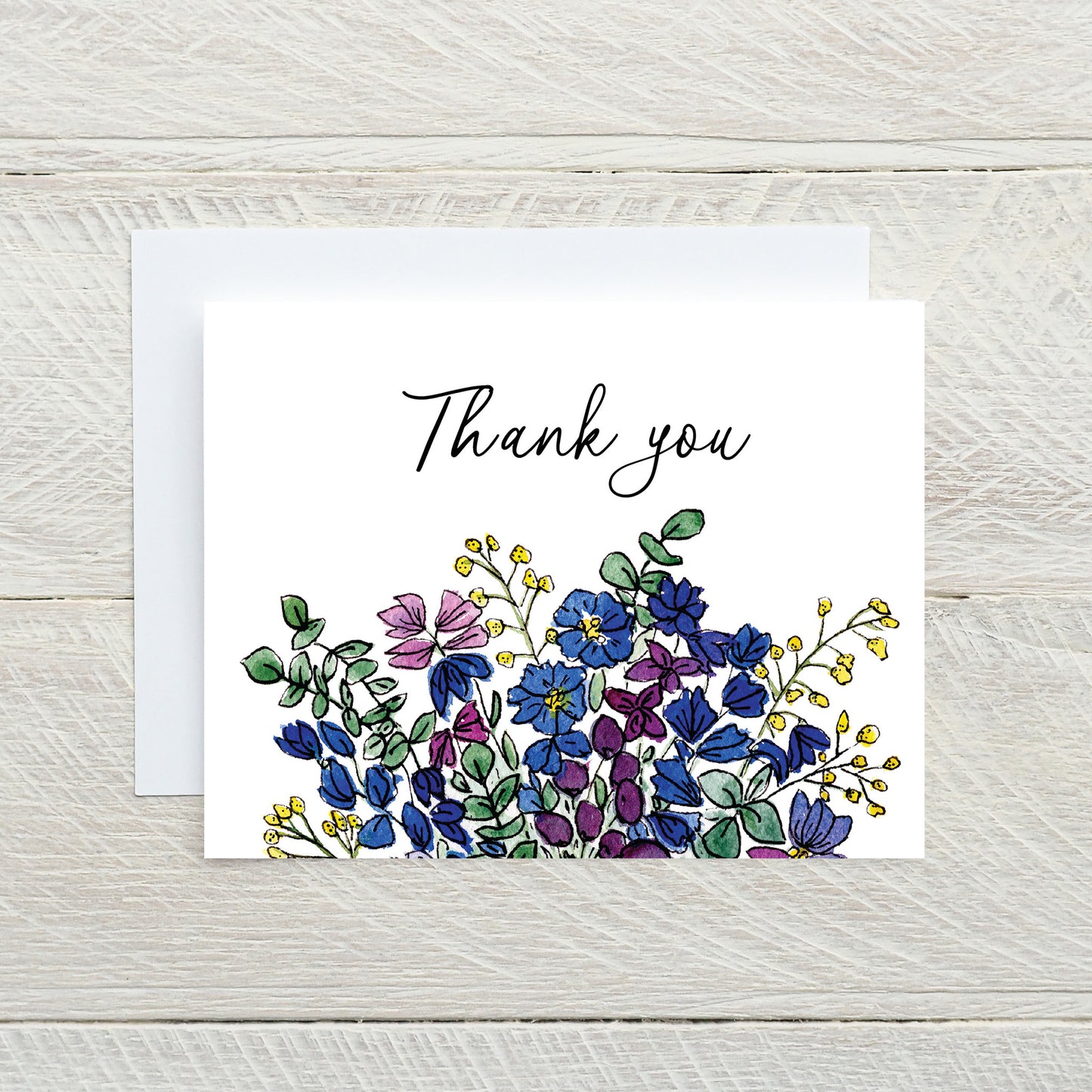 Blue Wildflower Thank You Cards - set of 8