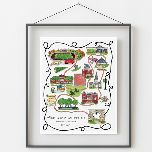 Western Maryland College Illustrated Map - Option to Personalize