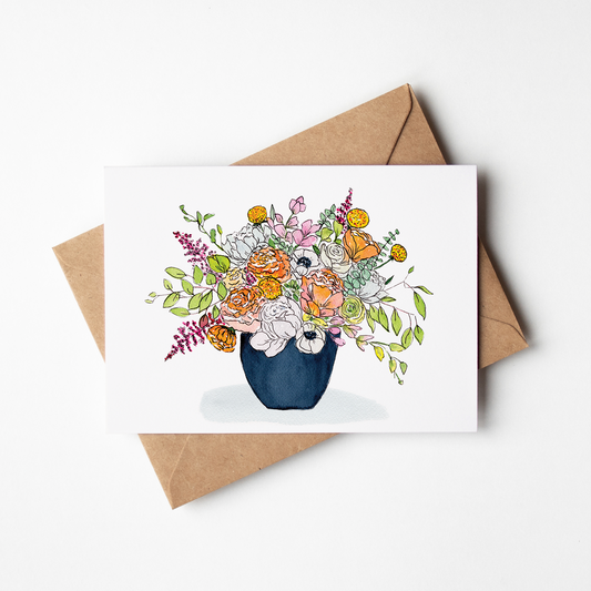 Blank Floral Greeting Card - The Beginning