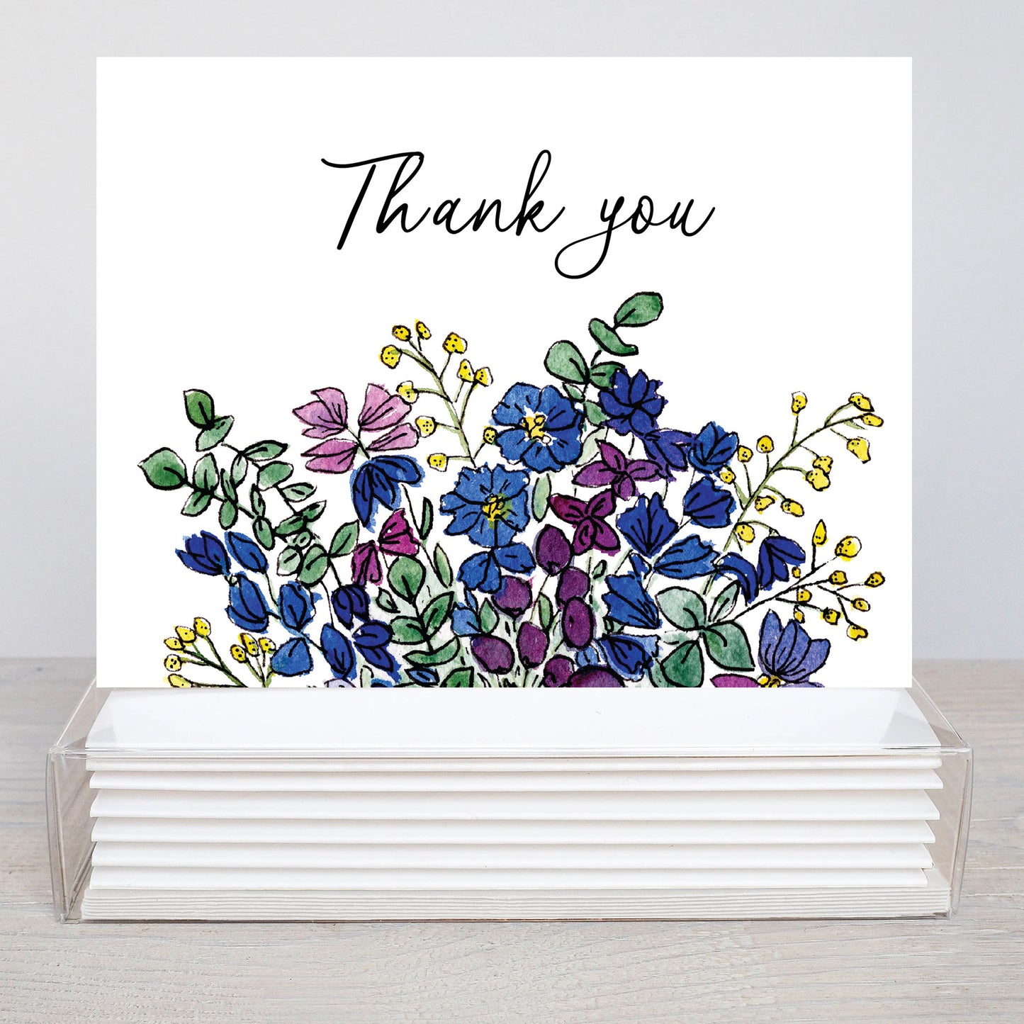 Blue Wildflower Thank You Cards - set of 8