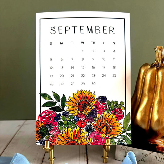 2027 Watercolor Floral Desk Calendar with Gift Box & Optional Easel